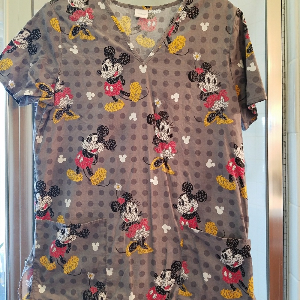 Mickey and Minnie mouse scrub top